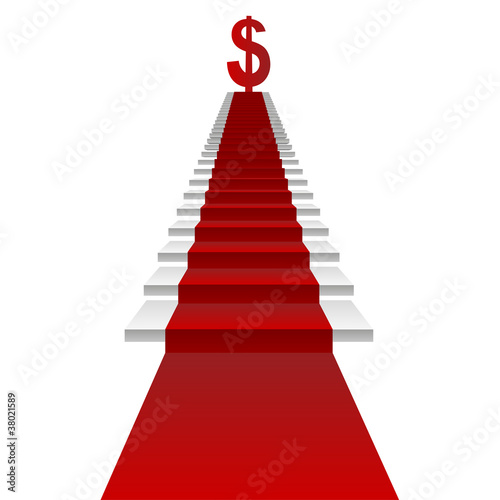 Vector conceptual  red carpet and dollar