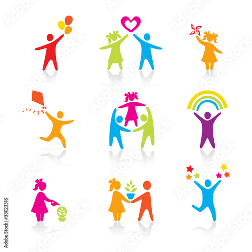 Set of Icons - Silhouette family. woman, man, child, boy, girl