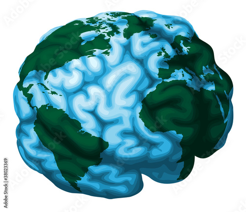 Brain world globe illustration