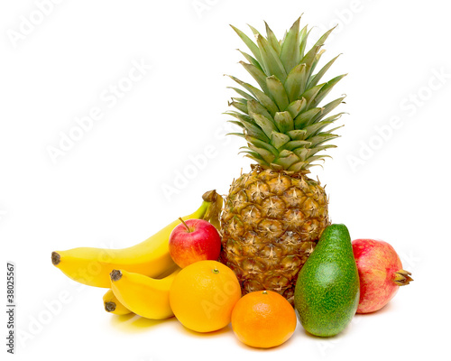 fruits closeup on white background