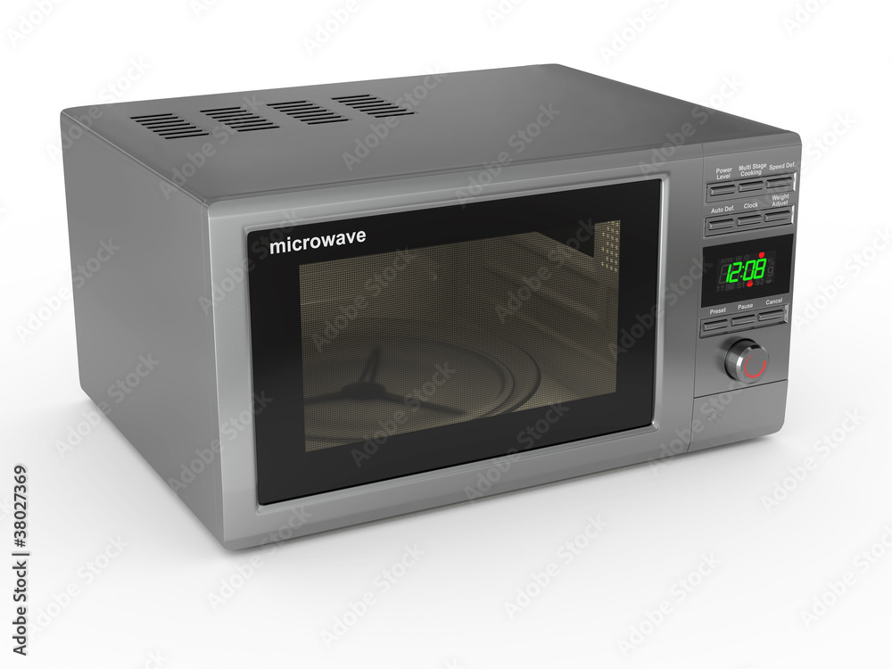 Closed metallic microwave. 3d Closed metallic microwave. 3d
