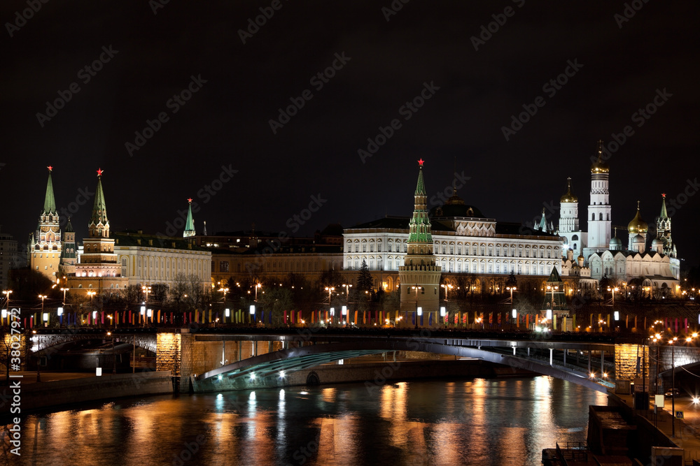 The Kremlin view at night. Moscow, Russia