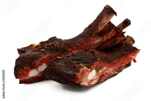 Side View Of Beef Ribs On White photo