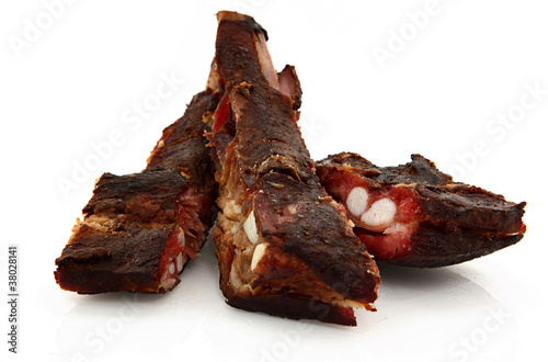 Beef Ribs On White Background photo