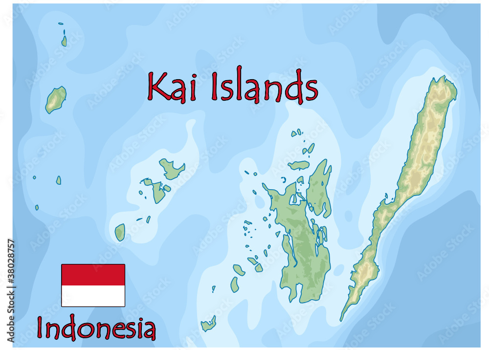 kai islands indonesia map flag emblem Stock Vector | Adobe Stock