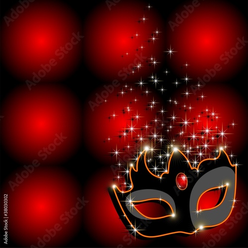 Maschera Carnevale Rosso Nero-Red and Black Mask-Vector