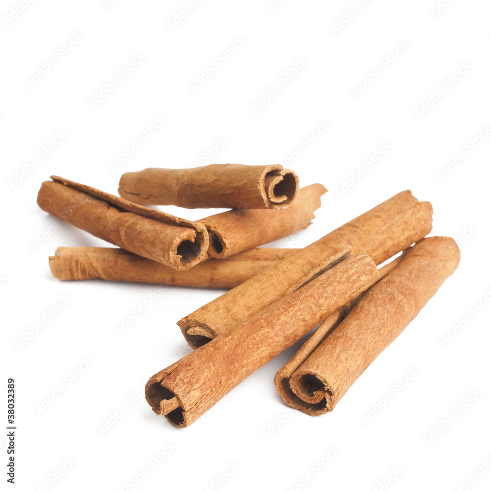 Cinnamon sticks isolated on white background