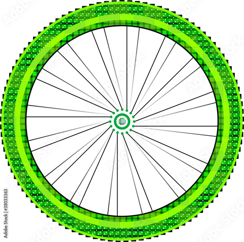 bike wheel with tire and spokes isolated on white background