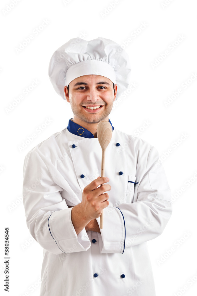 Portrait of chef isolated over white background