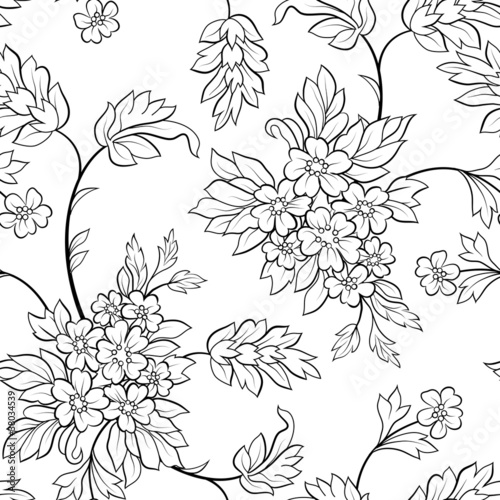 The black outline flower seamless