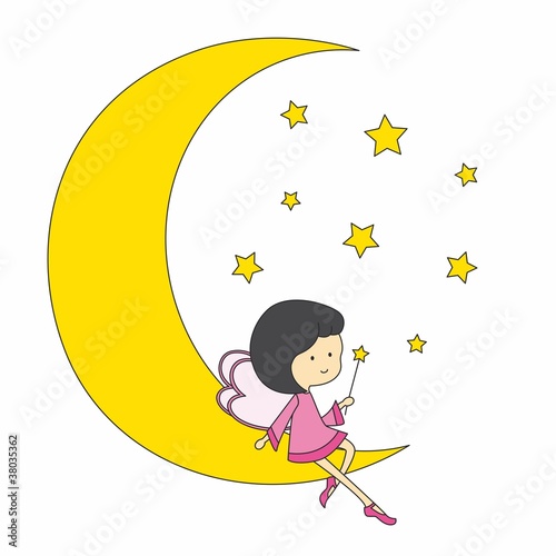 Fairy sitting on a moon