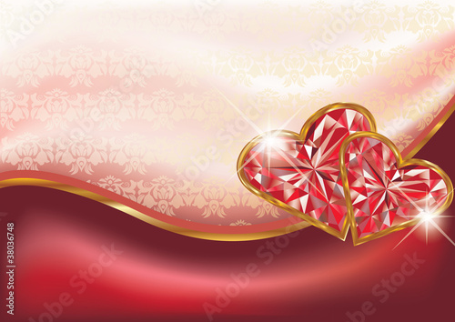 Two ruby hearts, vector illustration