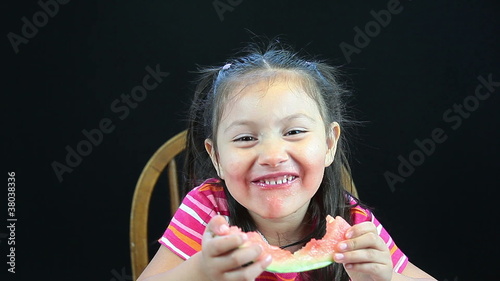 Happy little watermelon girl! photo