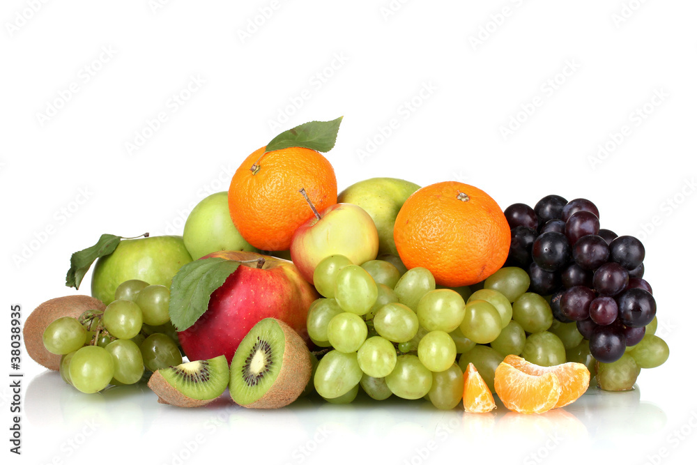 Ripe juicy fruits isolated on white Ripe juicy fruits isolated on white