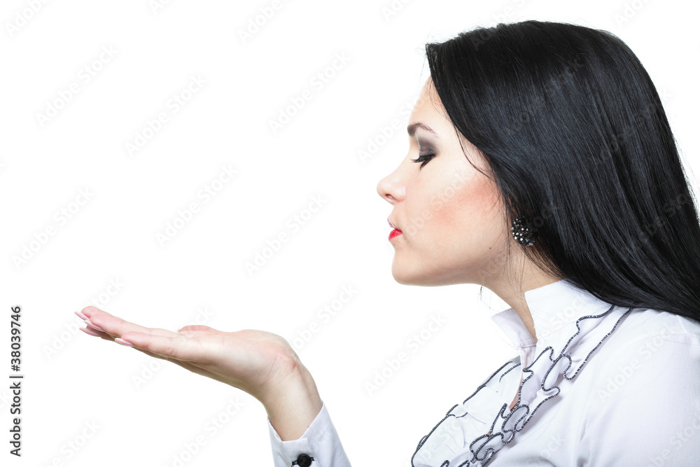 beautiful young woman blowing a kiss beautiful young woman blowing a kiss