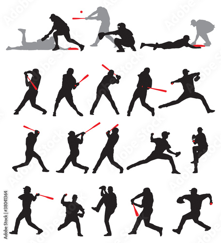 21 detail baseball poses in silhouette