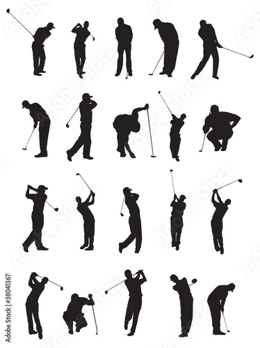 20 golf poses silhouette.