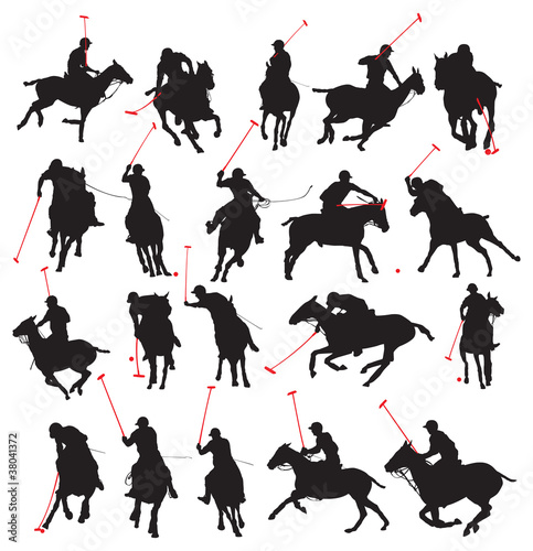 20 details polo player in isolated silhouette