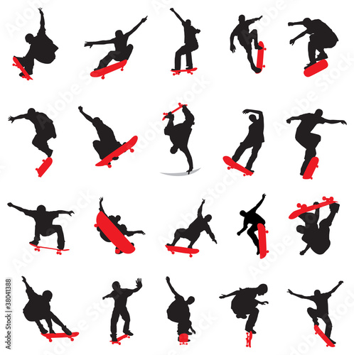 20 skateboarders silhouette