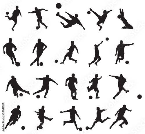 20 soccer poses silhouette.