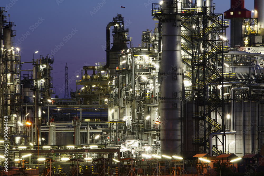 Petrochemical plant in night