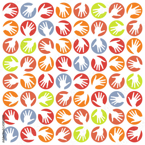 Hands in circles vector illustration.