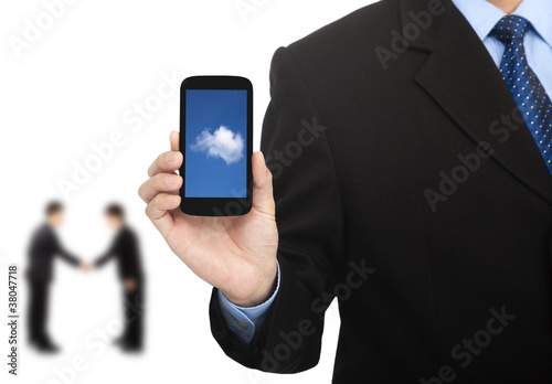 Fototapeta Naklejka Na Ścianę i Meble -  cloud computing on the smart phone and successful business