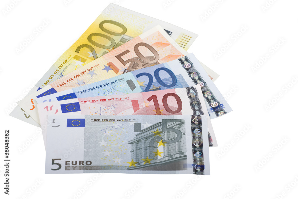 Euro Geldscheine Banknoten gefächert Euro Geldscheine Banknoten gefächert