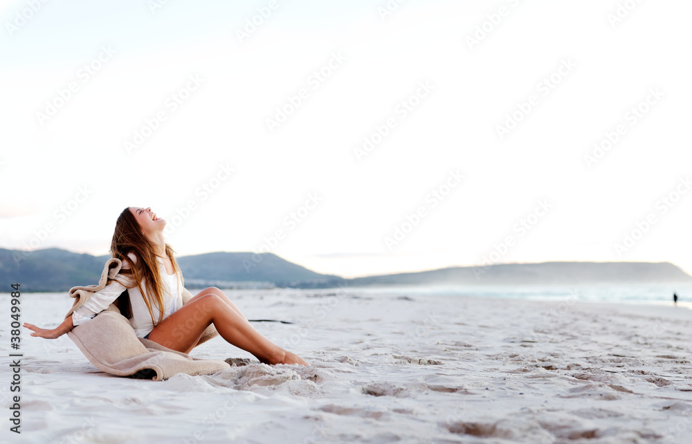 beach woman carefree