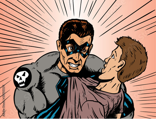 Angry superhero or villain angry at a guy