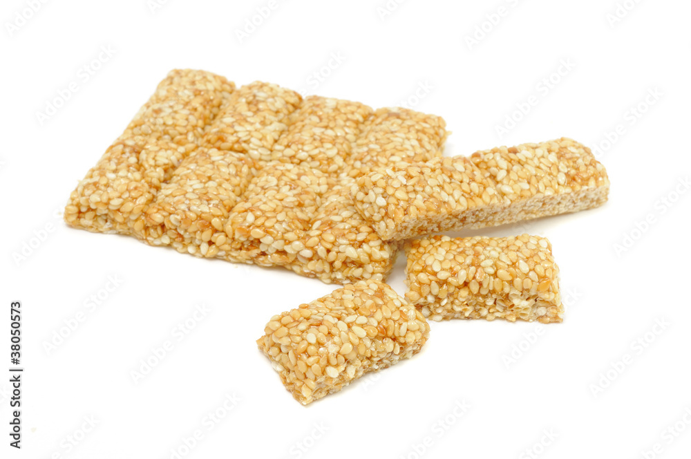Sesame Seed Bar Isolated on White Background