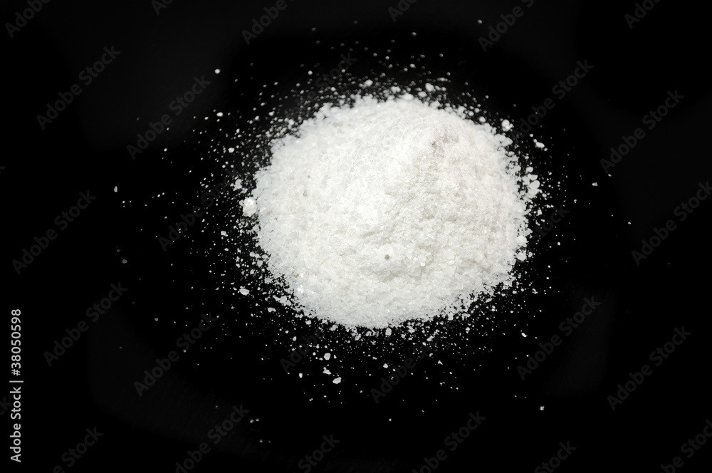 Pile of Sea Salt on Black Background