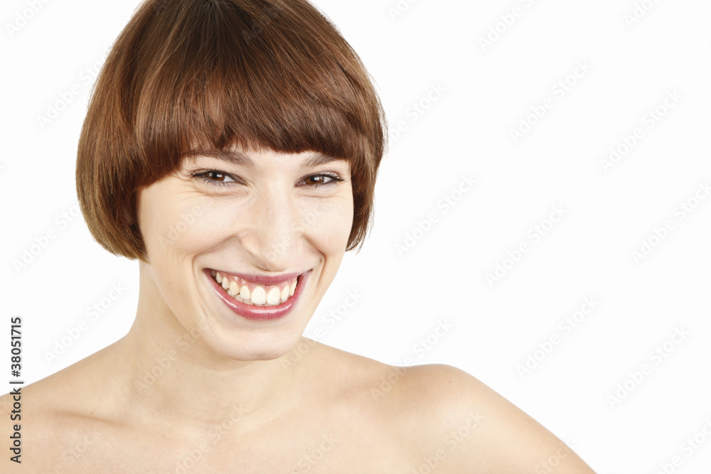 Obraz premium beautiful smiling woman portrait on white background