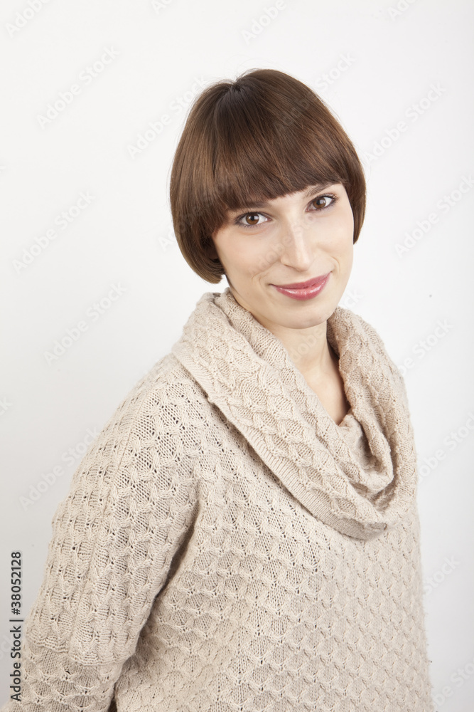 smiling young woman portrait isolated over a white background smiling young woman portrait isolated over a white background