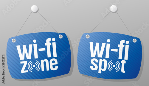wi-fi internet signal signs to the store and bar