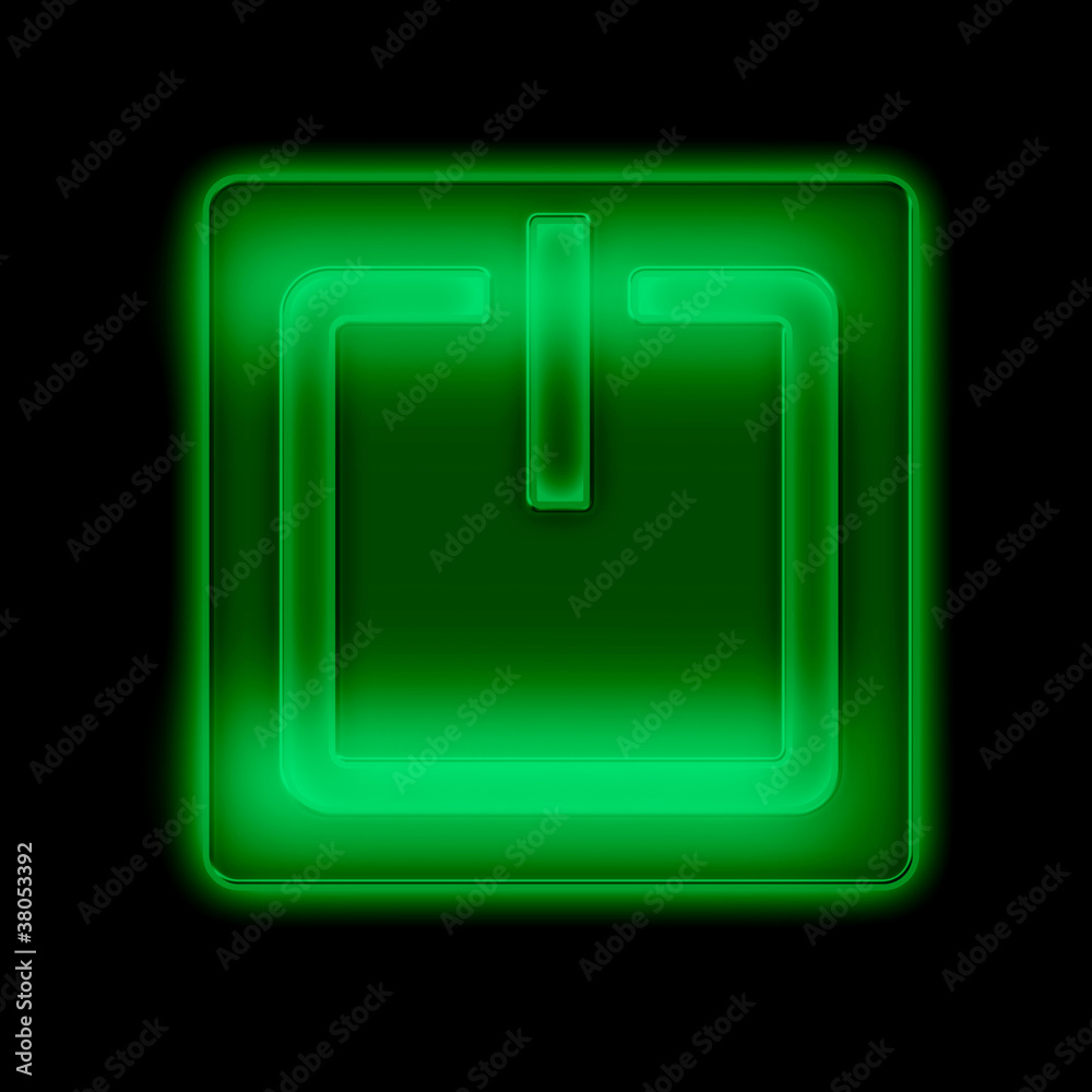 Power button against black background