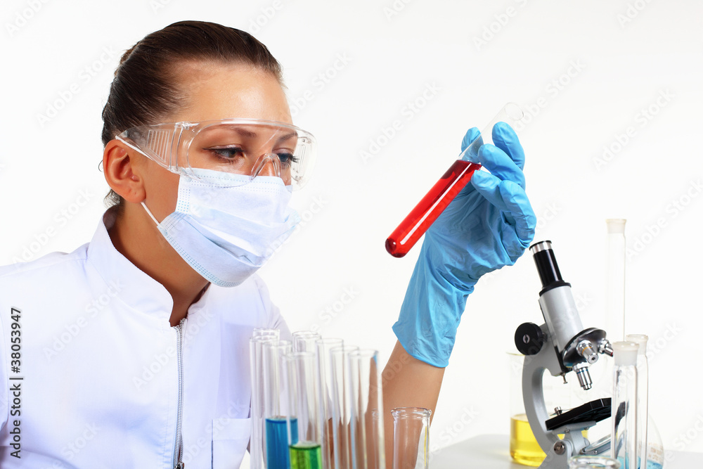 Female scientist in a chemistry laboratory