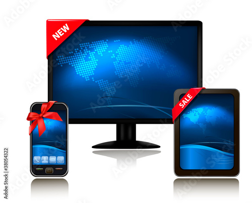 Monitor and tablet computer and mobile phone.