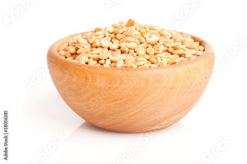 wheat in the wooden bowl.