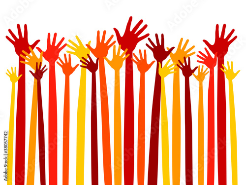 Happy celebration hands vector.