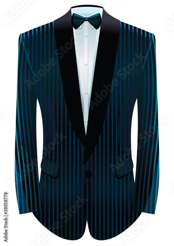 Vector illustration of striped tuxedo and neck-tie.