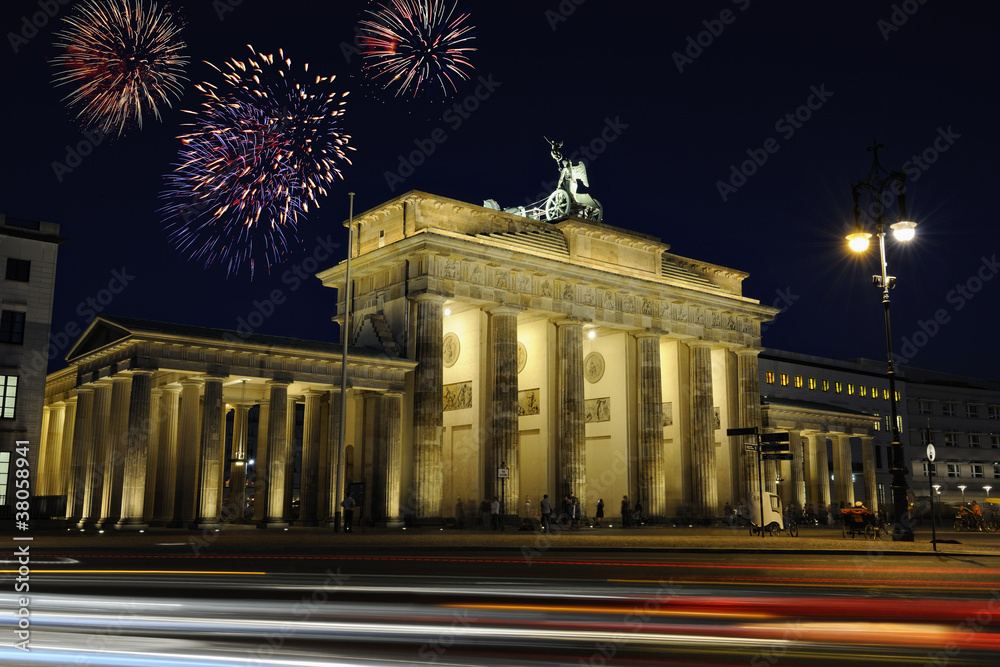 Brandenburg gate illuminated at night in Berlin Brandenburg gate illuminated at night in Berlin