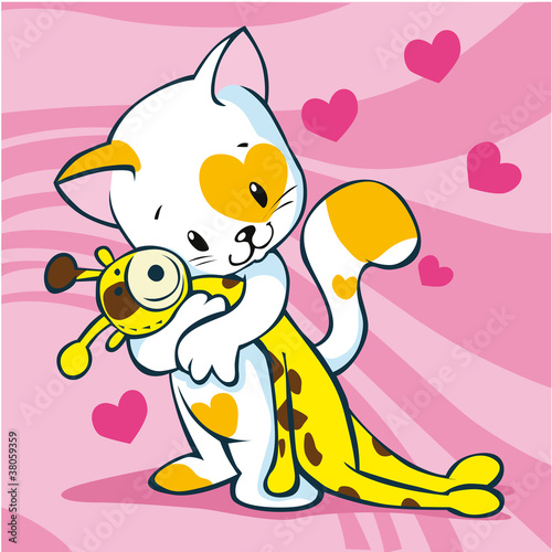cute cat holding toy