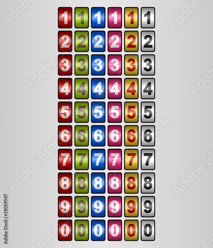 Rotating Numbers in various colors