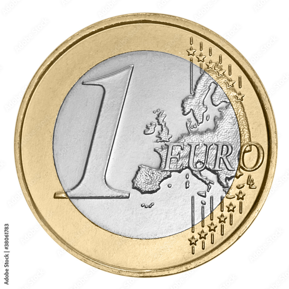 One  euro coin - obrazy, fototapety, plakaty 