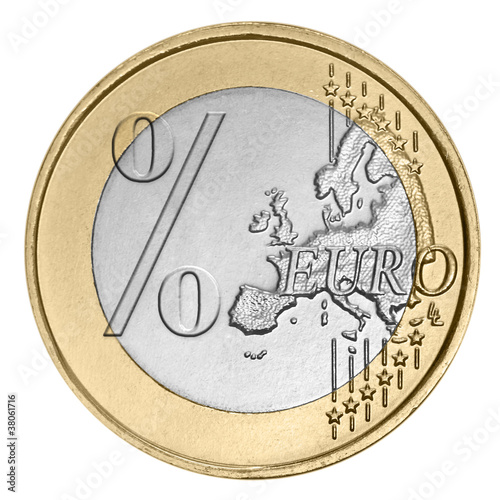 Euro coin with percent sign