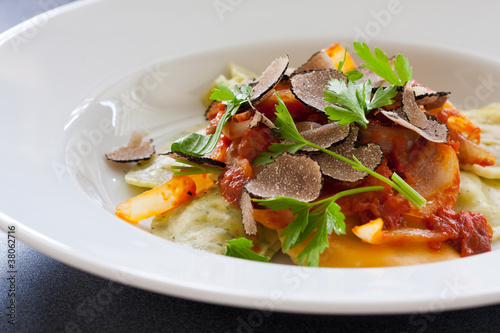 Black truffle ravioli pasta