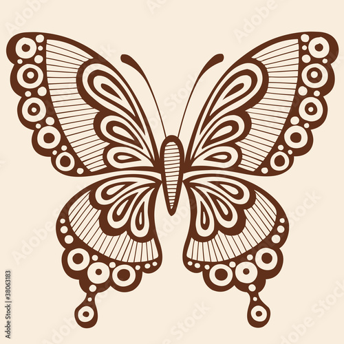 Butterfly Silhouette Tattoo Vector Illustration Design Element