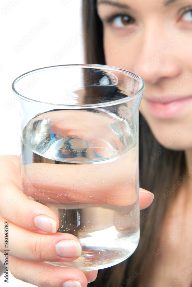 Weight loss concept Woman show drinking water Weight loss concept Woman show drinking water