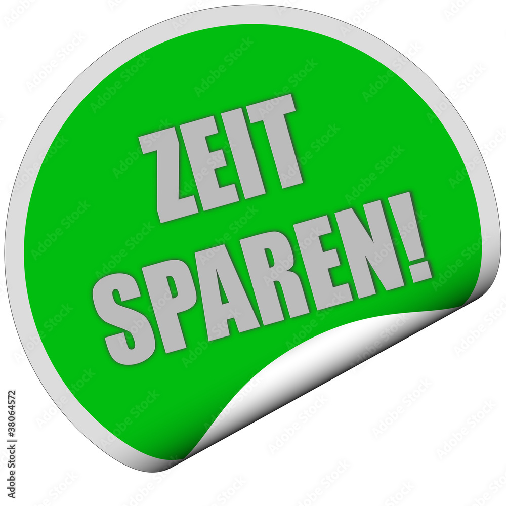 Sticker grün rund curl unten ZEIT SPAREN! Sticker grün rund curl unten ZEIT SPAREN!